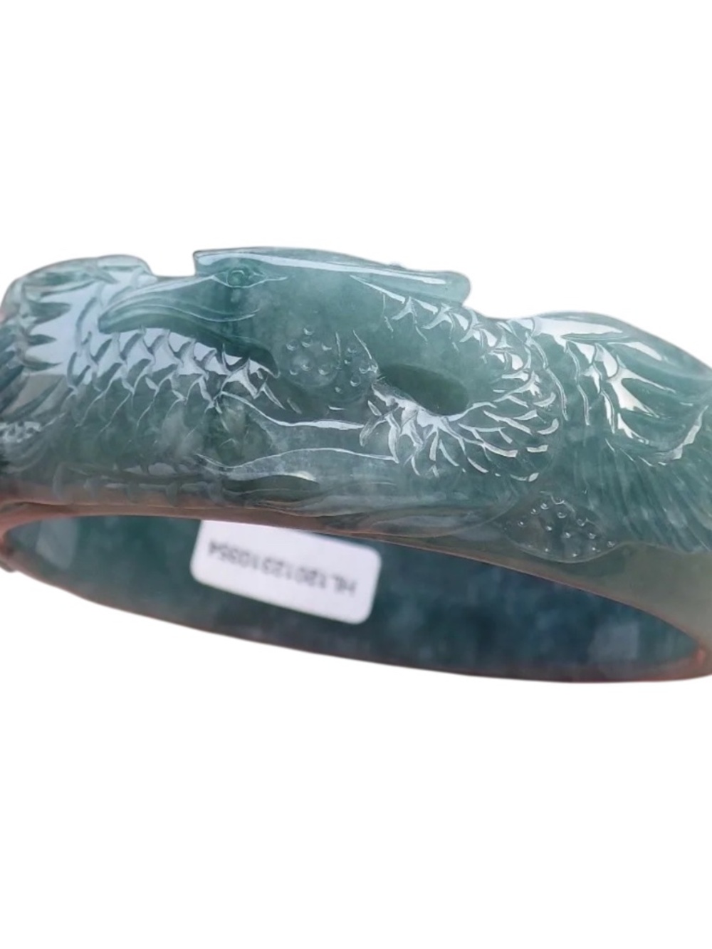 60mm Certified Natural Green A JADE Jadeite Phoenix Circle Bangle Bracelet
